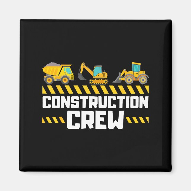 Íman Construction Crew Worker Excavator Boys Girls Kids (Frente)