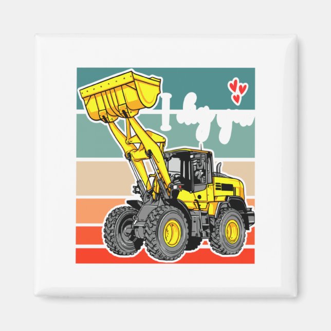 Íman Construction Vehicles Valentines Hearts Excavator  (Frente)