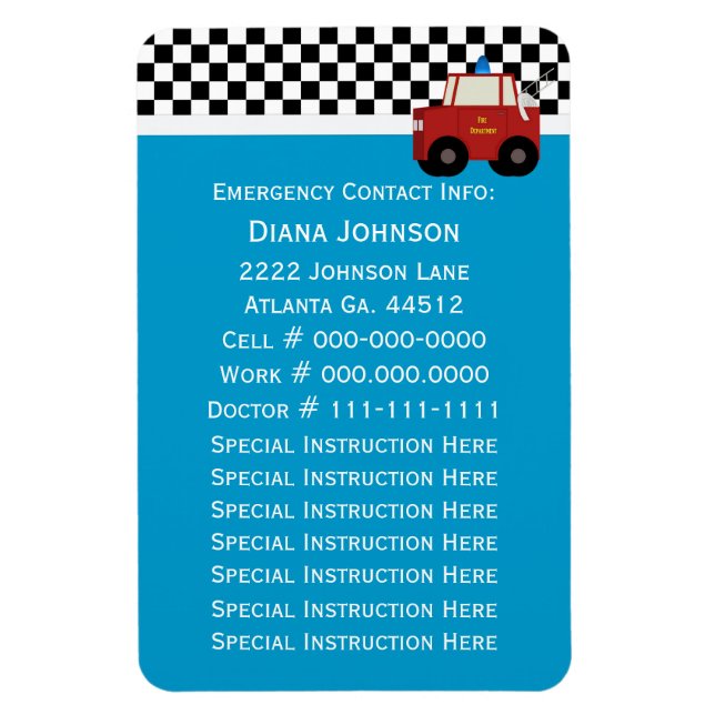 Íman Contato de Emergência: Firecaminhão (Vertical)