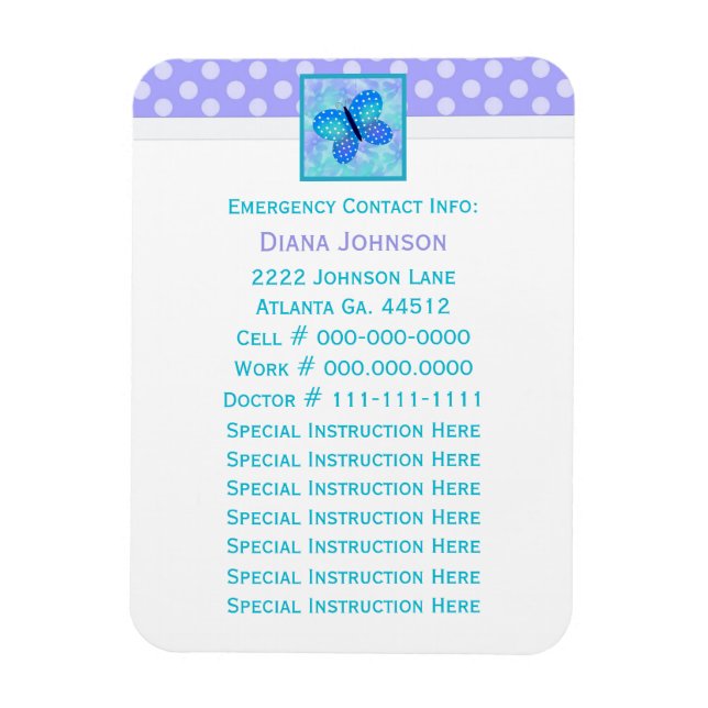 Íman Contato de Emergência: Magneta Premium com Borbole (Vertical)