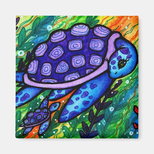 Íman "Continue!" Tartaruga-do-mar e Magneta-bebê (Frente)