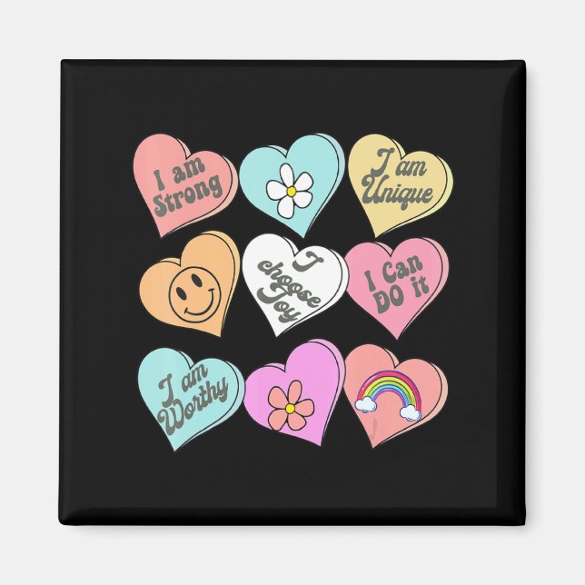 Íman Conversation Hearts Groovy Valentines Day Cute Tea (Frente)