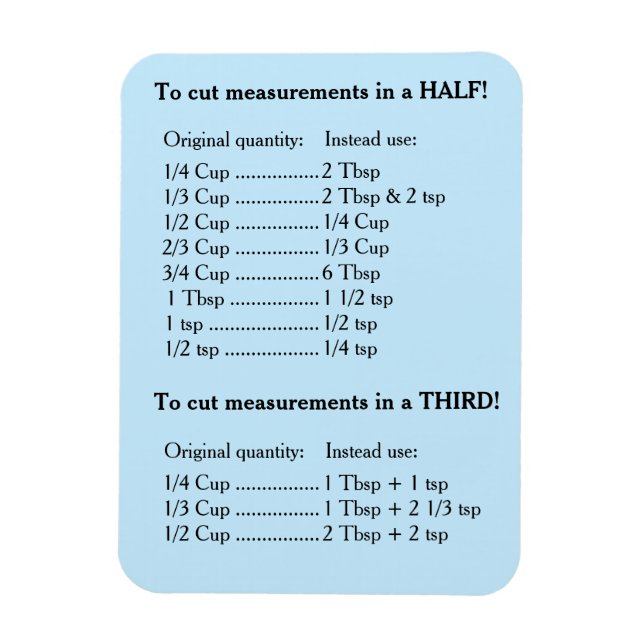 Íman Conversor de receitas da cozinha azul metade e ter (Vertical)