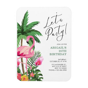 Íman Convite de Aniversário de 25 anos Havaiano Tropica