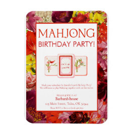 Íman Convite de Aniversário de Mahjong, Floral