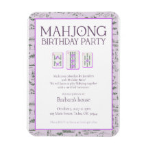 Convite de Aniversário de Mahjong, toile roxo