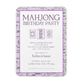 Íman Convite de Aniversário de Mahjong, toile roxo