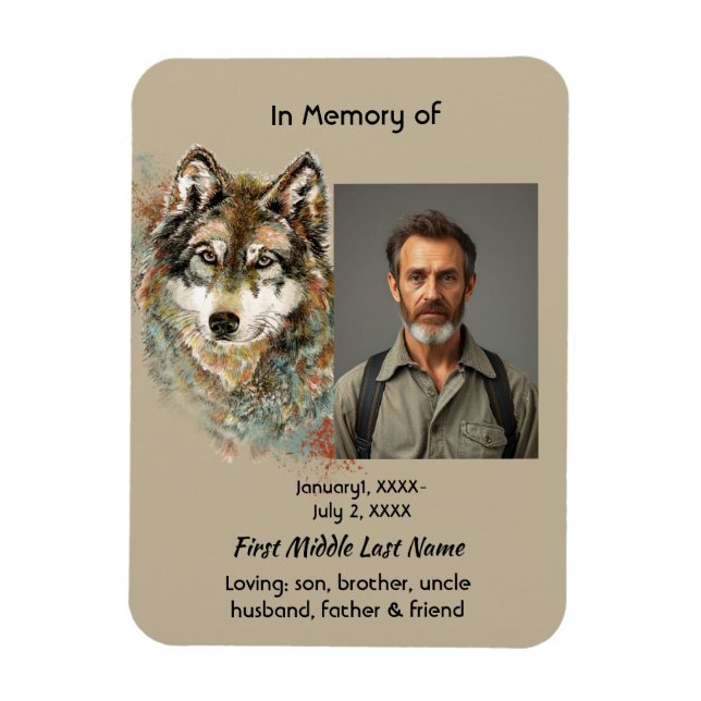 Íman Convite de Arte de Lobo Memorial de Lembrança (Vertical)