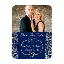 Convite de casamento com foto azul marinho para sa