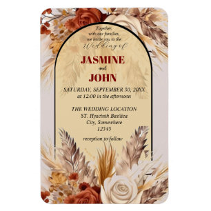 Íman Convite De Casamento De Outono Rustic Boho