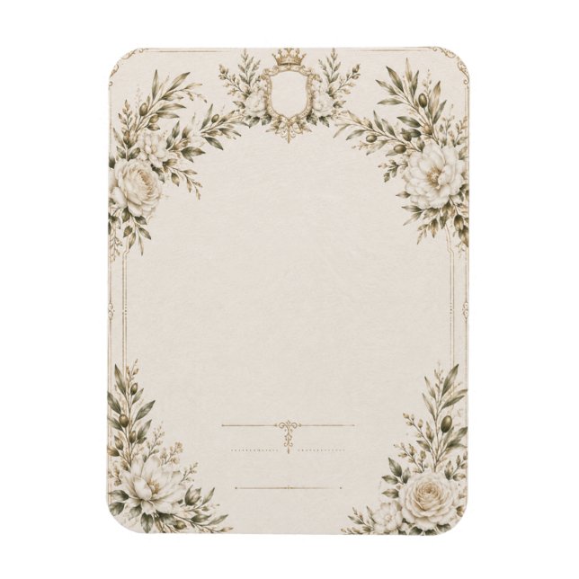 Íman Convite de Casamento Elegante em Marfim com Champa (Vertical)