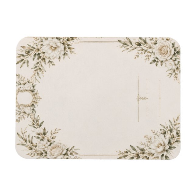 Íman Convite de Casamento Elegante em Marfim com Champa (Horizontal)