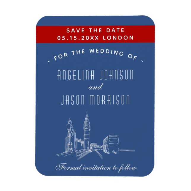 Íman Convite de casamento em Londres para salvar a data (Vertical)
