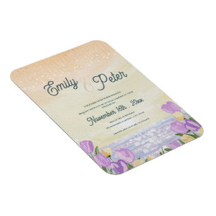 Íman Convite de Casamento Floral em Aquarela Costeira