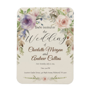 Íman Convite de casamento floral pintado