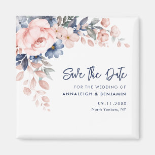 Íman Convite de casamento floral rosa para guardar a da