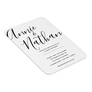 Íman Convite de Casamento Minimalista Preto Elegante