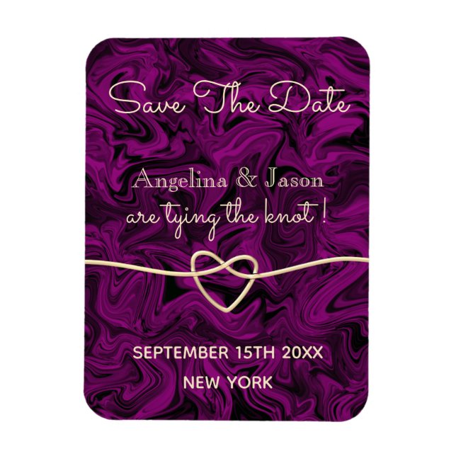 Íman Convite de casamento simples roxo para salvar a da (Vertical)