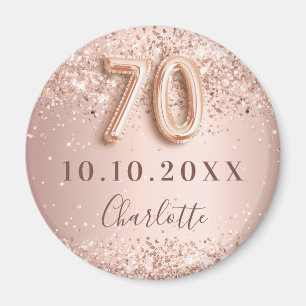 Íman convite de data para 70º aniversário em rosa doura
