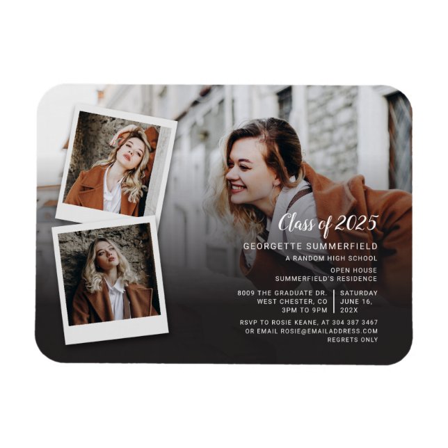 Íman Convite de festas de Colagem de Fotos para Graduaç (Horizontal)