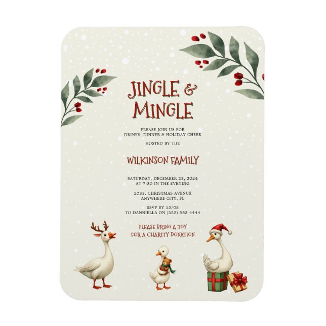 Íman Convite de festas de Jingle Mingle em Gês de Natal (Vertical)