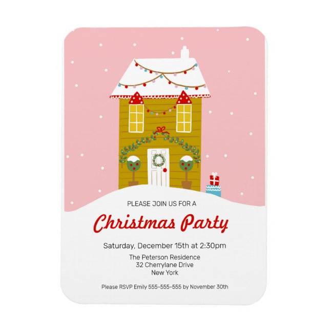 Íman Convite de festas de Natal da Casa de Pão Gingerpã (Vertical)