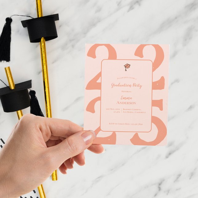 Íman Convite de festas Simples de Graduação 2025 Minima (Minimalist Class of 2025 Elegant Graduation Party Invitation Magnet)