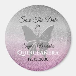 Íman Convite de Glitter Quinceañera para Salvar a Data