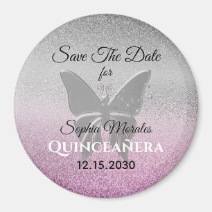 Íman Convite de Glitter Quinceañera para Salvar a Data