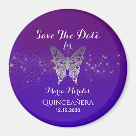 Íman Convite de Purple Quinceanera para Salvar a Data