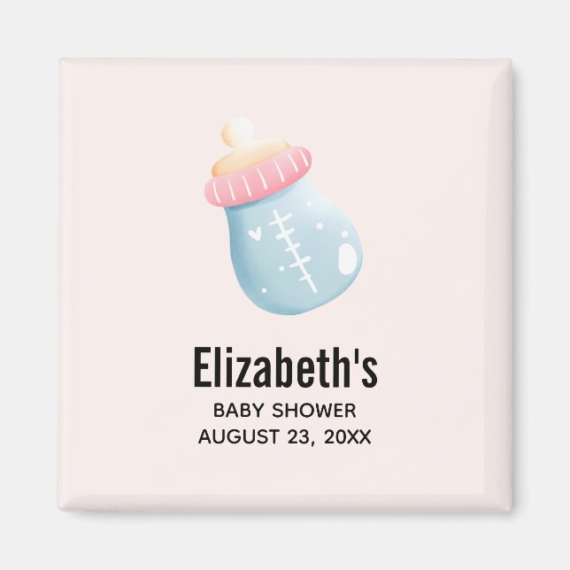 Íman Convite de Save the Date Azul e Rosa para Bebê (Frente)