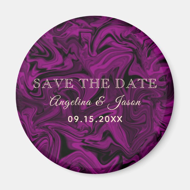 Íman Convite de Save The Date de Casamento Roxo (Frente)