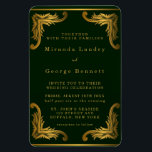 Íman Convite Dourado de Casamento de Ornamento Emerald<br><div class="desc">Esta design apresenta folhas de ornamento em texturas douradas com um fundo verde esmeralda bonito. Excelente para as comemorações do casamento!</div>