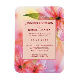 Íman Convite Flexível para Casamento Floral de Hibiscu