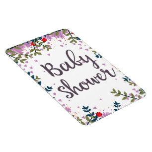 Íman Convite Floral para Chá de Bebê
