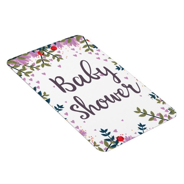 Íman Convite Floral para Chá de Bebê (Lado Direito)