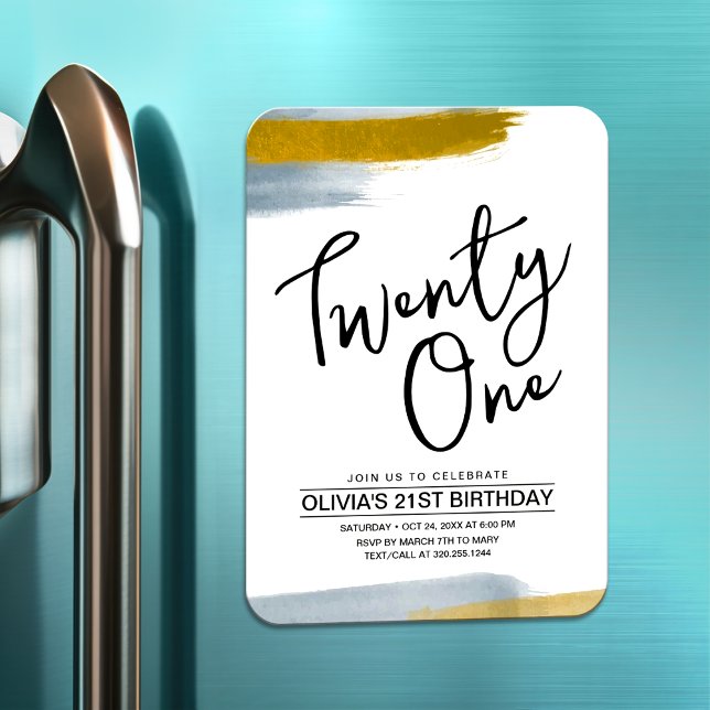 Íman Convite para aniversário de 21 anos abstrato moder (Criador carregado)