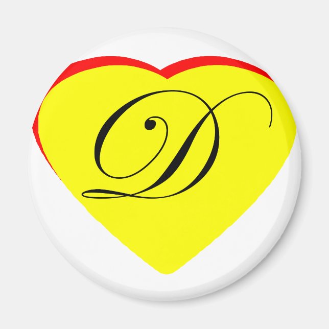Íman Convite Para Casamento Coração Vermelho Amarelo D  (Frente)