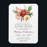 Íman Convite Para Casamento De Terracotta Floral Pine B<br><div class="desc">O Elegante Terracotta Blush White Floral, Cor-de-rosa, Casamento no inverno de Pinheiros de Natal, Magnet. Convide sua família, amigos e colegas para celebrar seu dia especial com este elegante, na moda e moderno convite para casamento Magnet. Todos os textos estão pré-organizados para que você personalize fácil e rapidamente com seus...</div>