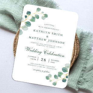 Íman Convite para Casamento Elegante Eucalyptus Greener