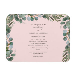 Íman Convite para Casamento Eucalyptus Greenery Blush