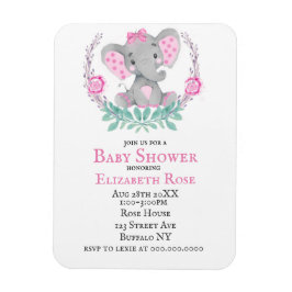 Íman Convite para Chá de fraldas de Elefante Cute Water