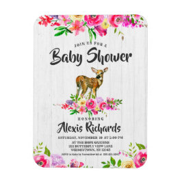 Íman Convite para Chá de fraldas Floral Fawn Deer Water