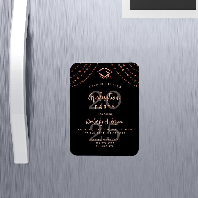 Íman Convite para estrelas rosa de ouro festa de format (Criador carregado)