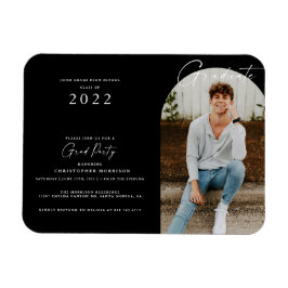 Íman Convite para Graduação de Fotos Mínima Preta/Branc