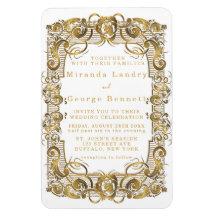 Convite Simples de Casamento de Ornamento Branco e