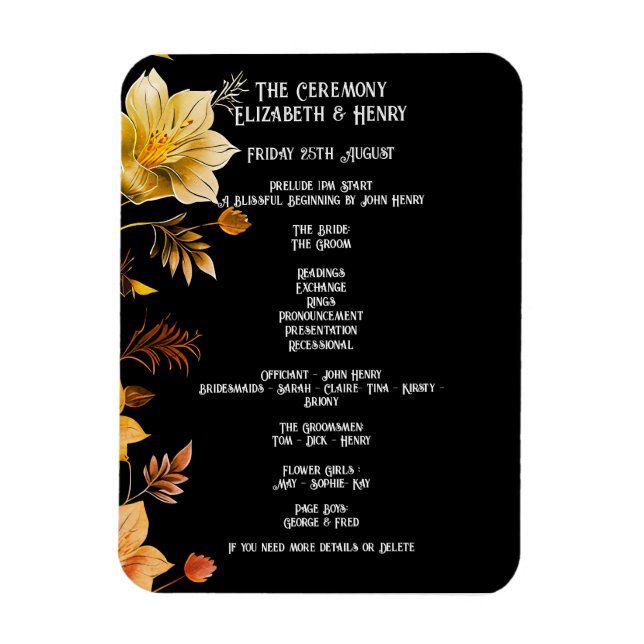 Íman Convites de Casamento Elegantes Preto e Dourado Fl (Vertical)