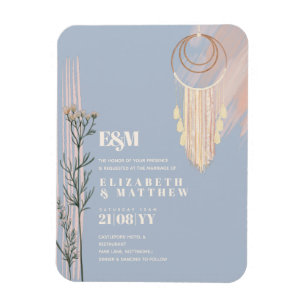 Íman Convites para Casamento Dusty Blue Boho