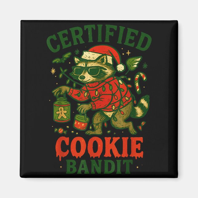 Íman Cookie Bandit Certificado, Luzes de Natal Engraçad (Frente)