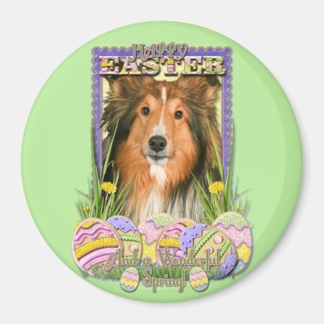 Íman Cookies de Ovos de Páscoa - Sheltie (Frente)
